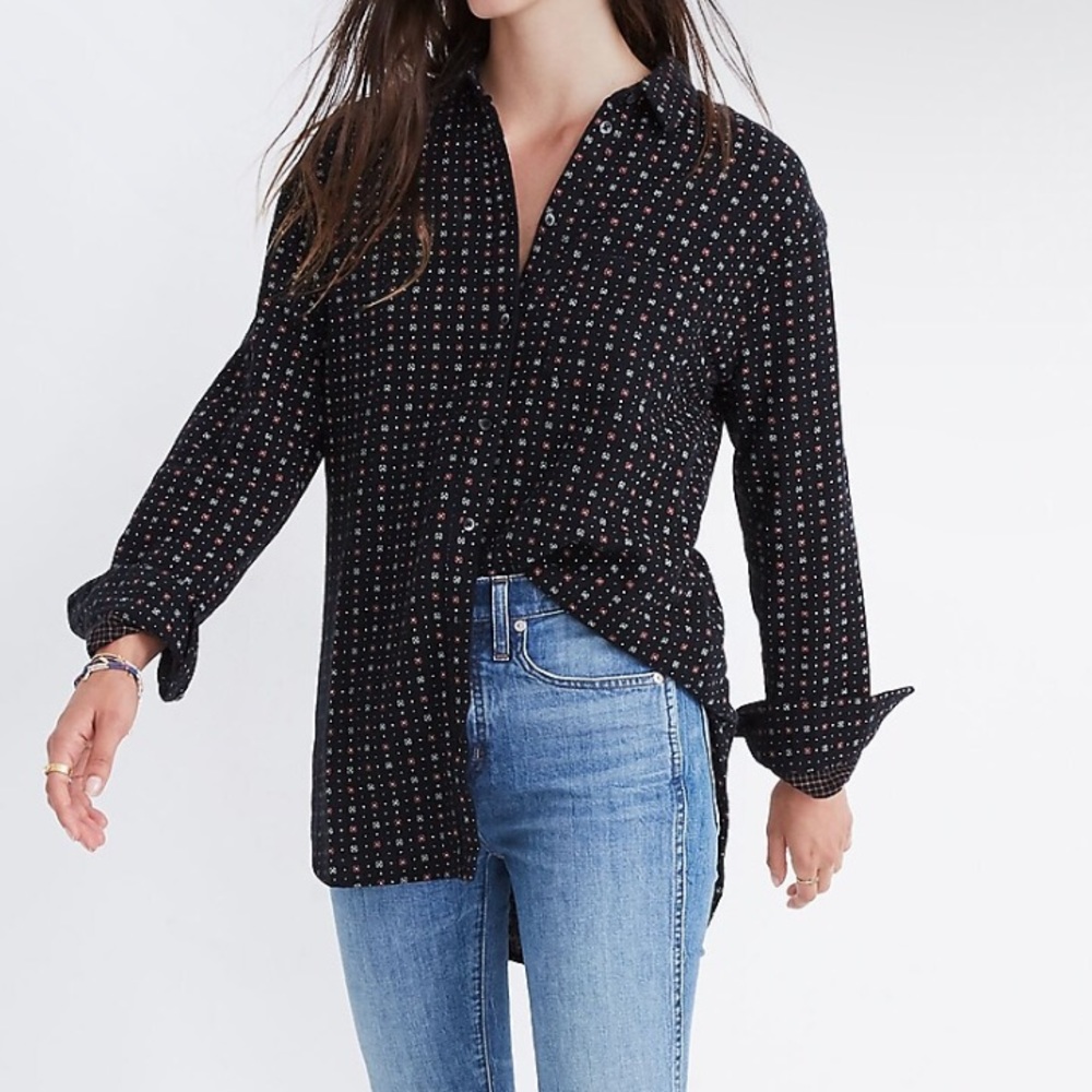 Madewell Oversized Ex-Boyfriend Shirt in Mayfair Foulard Button Down Size XS